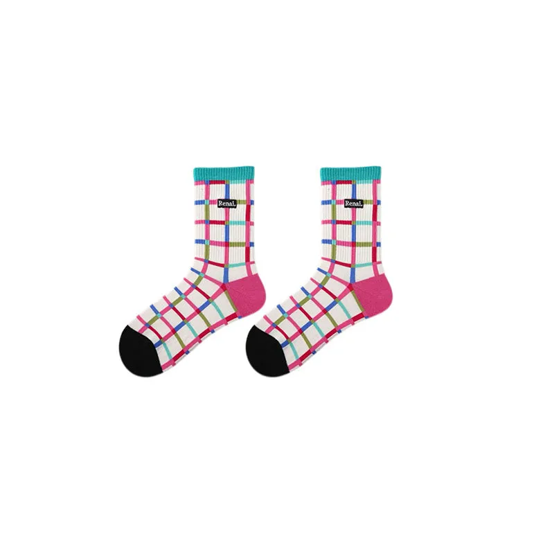 Sweetnana 5-Pack "Color Magic" Series Women’s Cotton Crew Socks, Colorful Socks, Fresh style, Casual Seamless Socks, Comfortable All-Day Use.