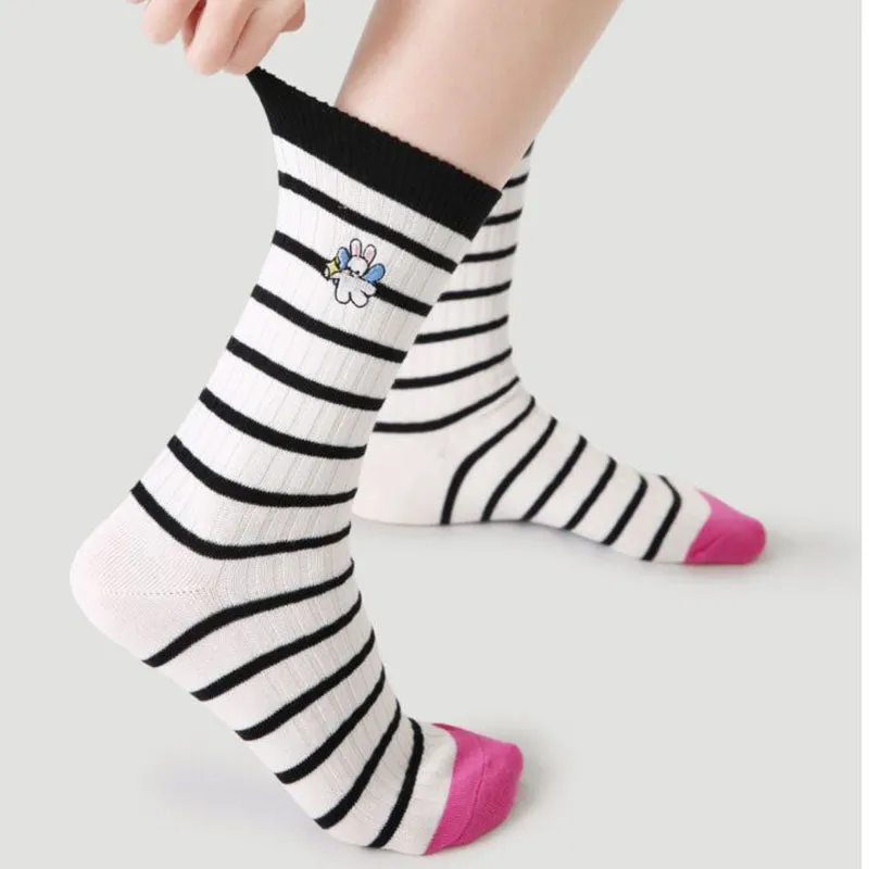 Sweetnana 5-Pack "Color Magic" Series Women’s Cotton Crew Socks, Colorful Socks, Fresh style, Casual Seamless Socks, Comfortable All-Day Use.