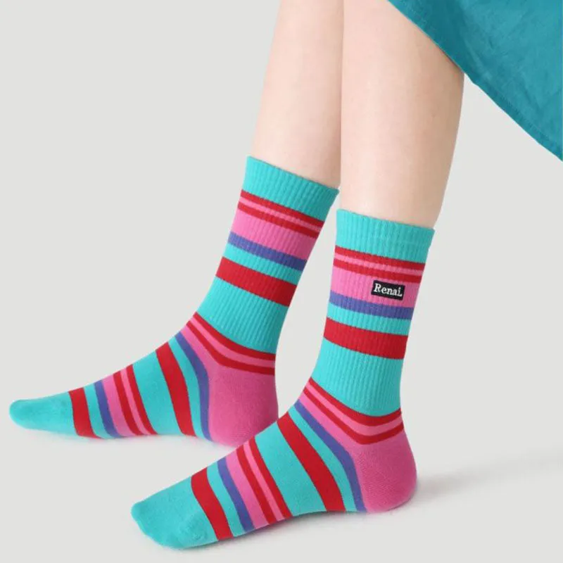 Sweetnana 5-Pack "Color Magic" Series Women’s Cotton Crew Socks, Colorful Socks, Fresh style, Casual Seamless Socks, Comfortable All-Day Use.