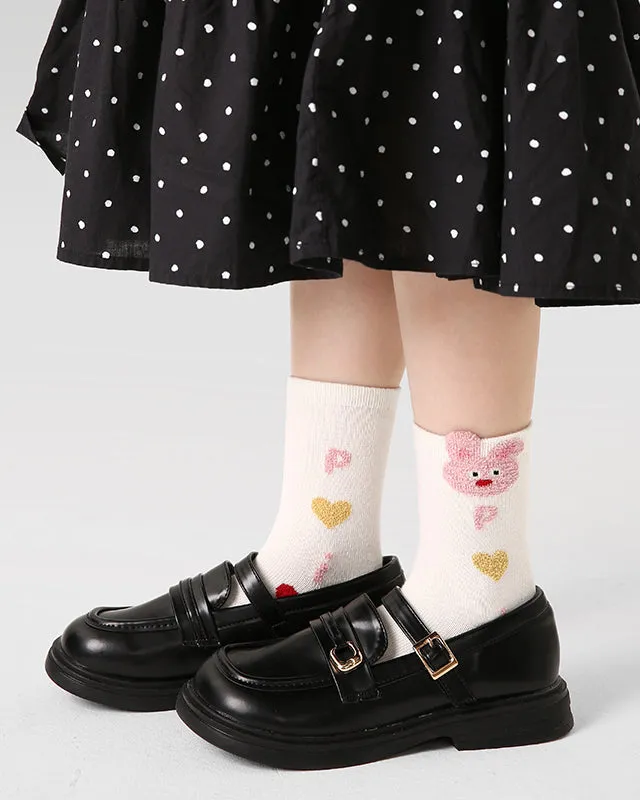 Sweetnana 5-Pack "Cute bunny" Series Children's Cotton Socks: Girls Socks Cotton Soft Cute Kids Ankle Socks, Kids Cozy Warm Socks for Autumn and Winter.