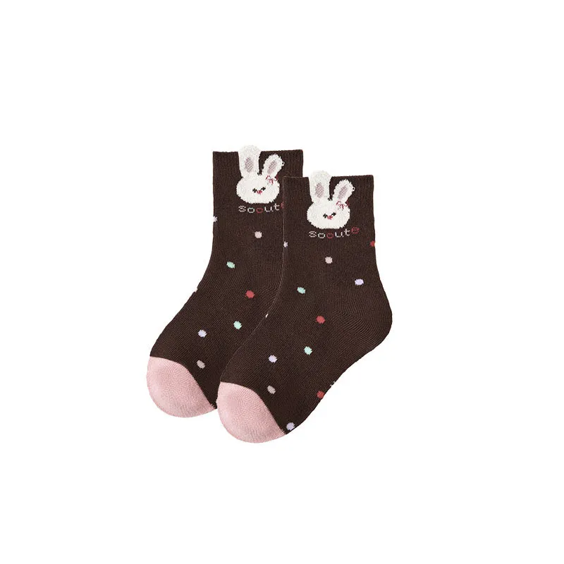 Sweetnana 5-Pack "Cute bunny" Series Children's Cotton Socks: Girls Socks Cotton Soft Cute Kids Ankle Socks, Kids Cozy Warm Socks for Autumn and Winter.