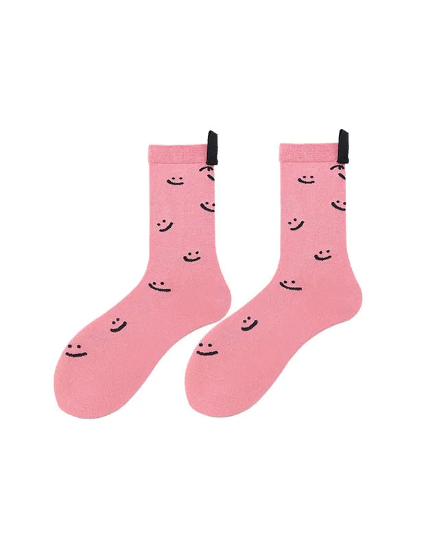 Sweetnana Smile Lanyard Series - Trendy, Cozy, and Colorful Seamless Cotton Socks Crew Socks for Women