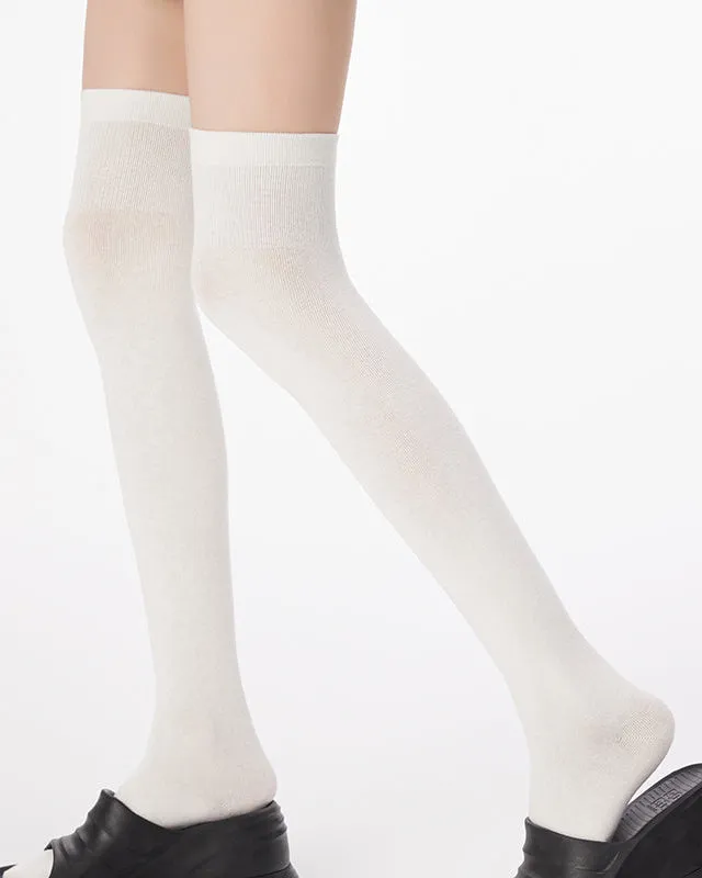 Sweetnana Thigh High Socks for Women Over the Knee Socks Solid Color Cotton Socks Cozy Seamless Socks