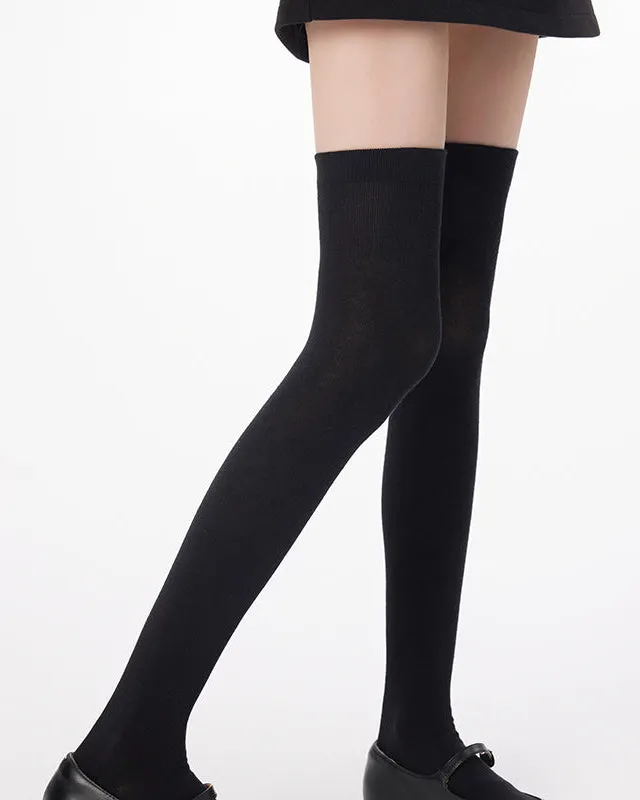 Sweetnana Thigh High Socks for Women Over the Knee Socks Solid Color Cotton Socks Cozy Seamless Socks