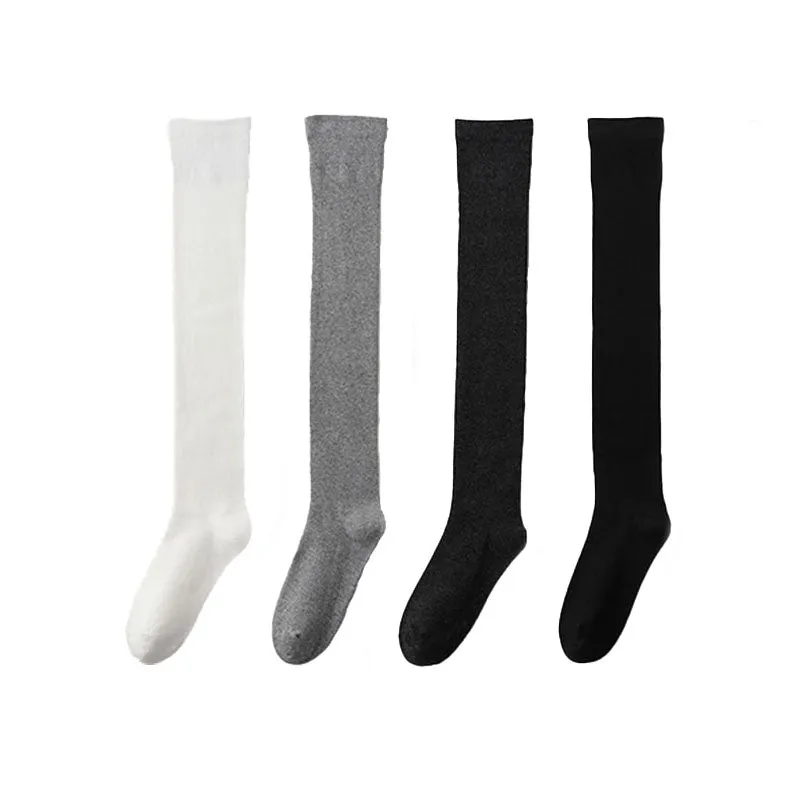 Sweetnana Thigh High Socks for Women Over the Knee Socks Solid Color Cotton Socks Cozy Seamless Socks