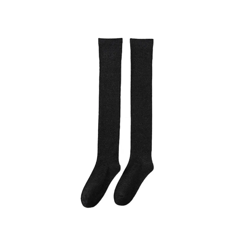 Sweetnana Thigh High Socks for Women Over the Knee Socks Solid Color Cotton Socks Cozy Seamless Socks