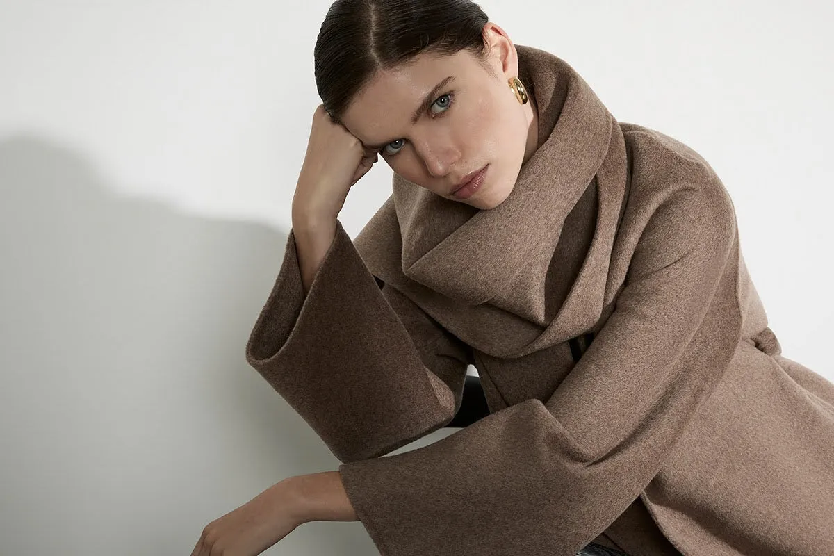 THE LONG CASHMERE SCARF - CHOCOLATE MELANGE