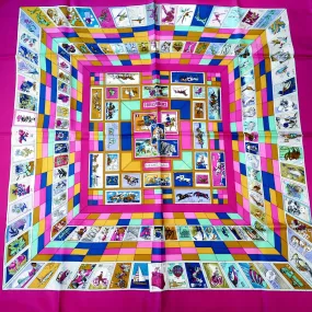 Vintage Hermes Silk Scarf Correspondance Caty Latham RARE Hermes Box