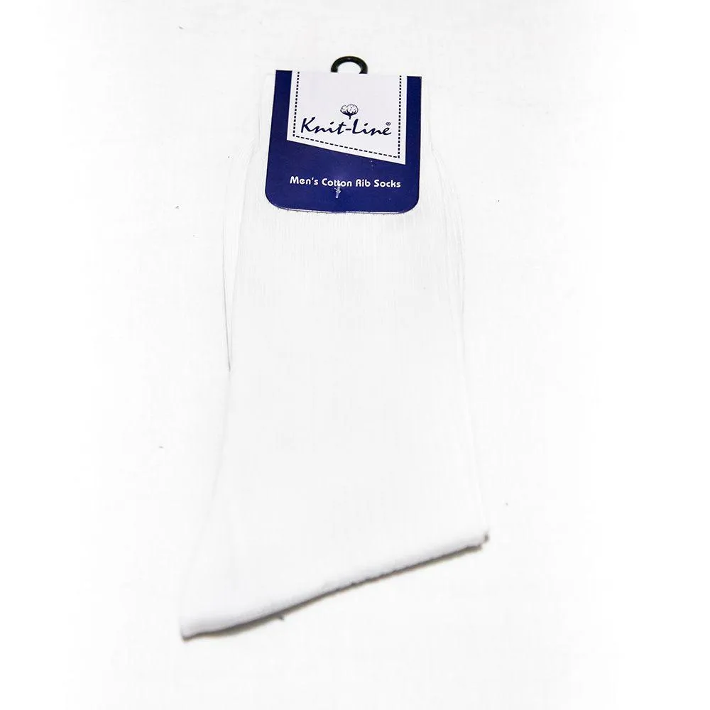 White Men's Cotton Rib Socks - KL-20