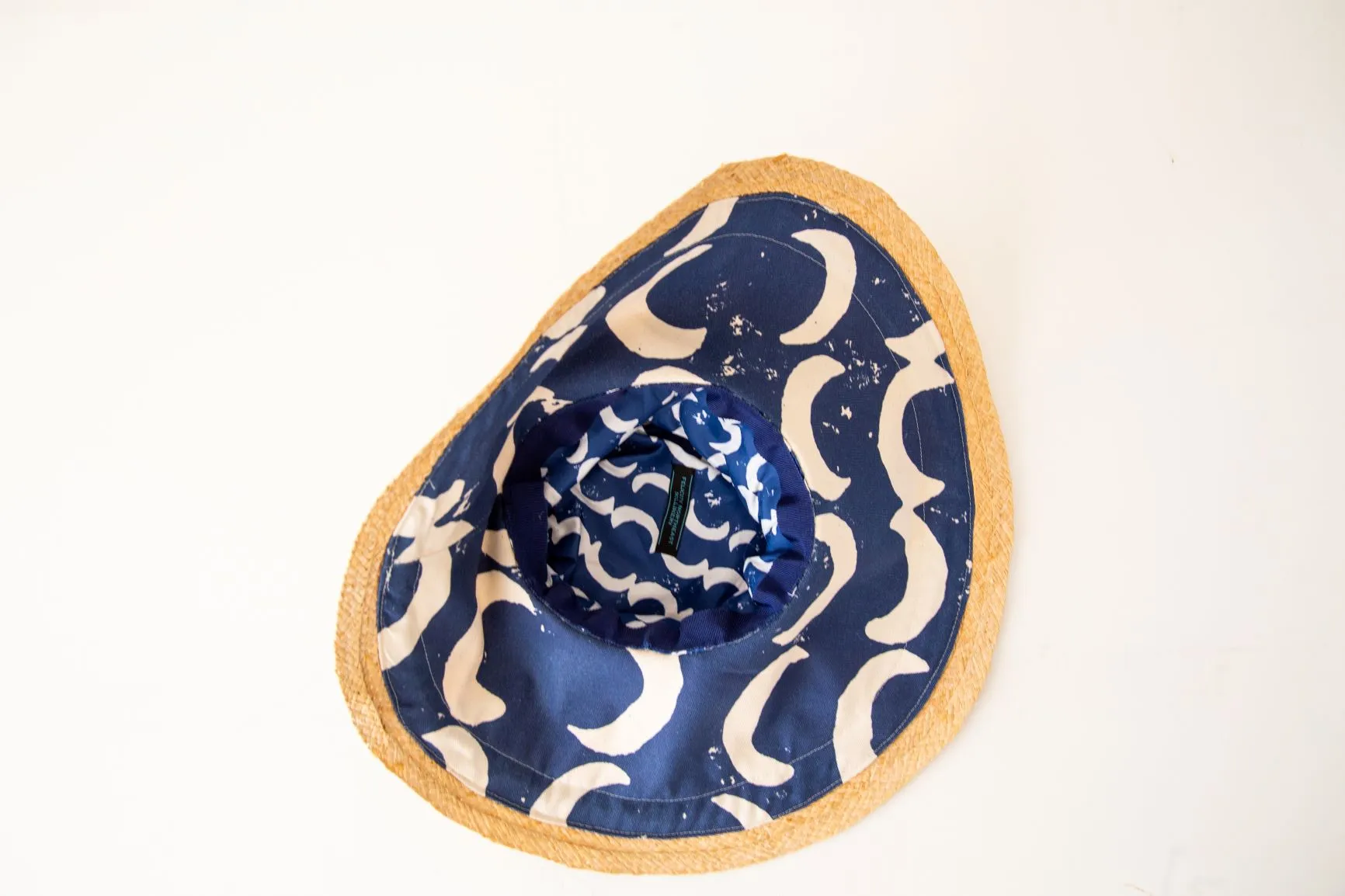 Wide Brimmed Canvas and Raffia Sun Hat: Blue Moon