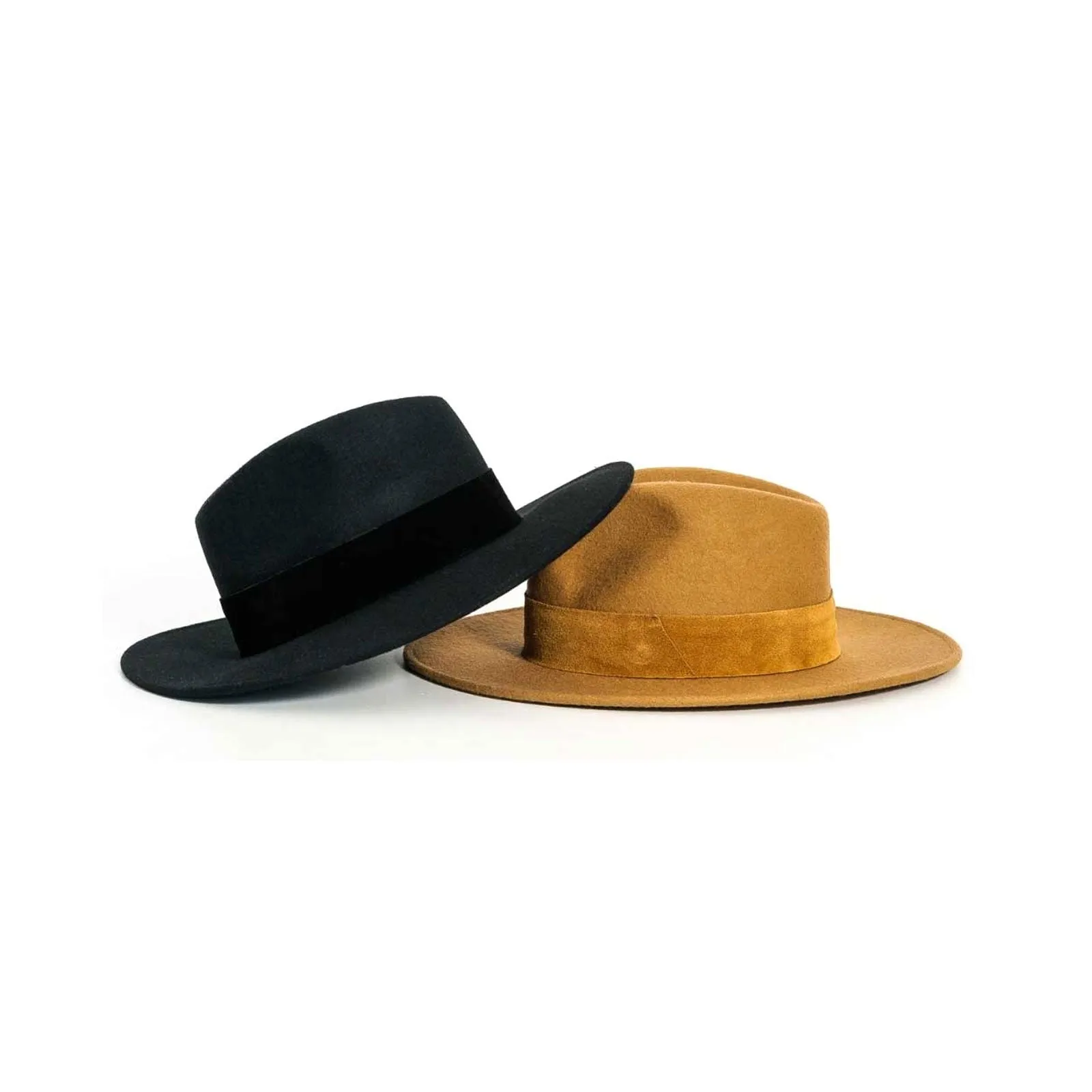 Wide Brimmed Felt Fedora Hat, Camel