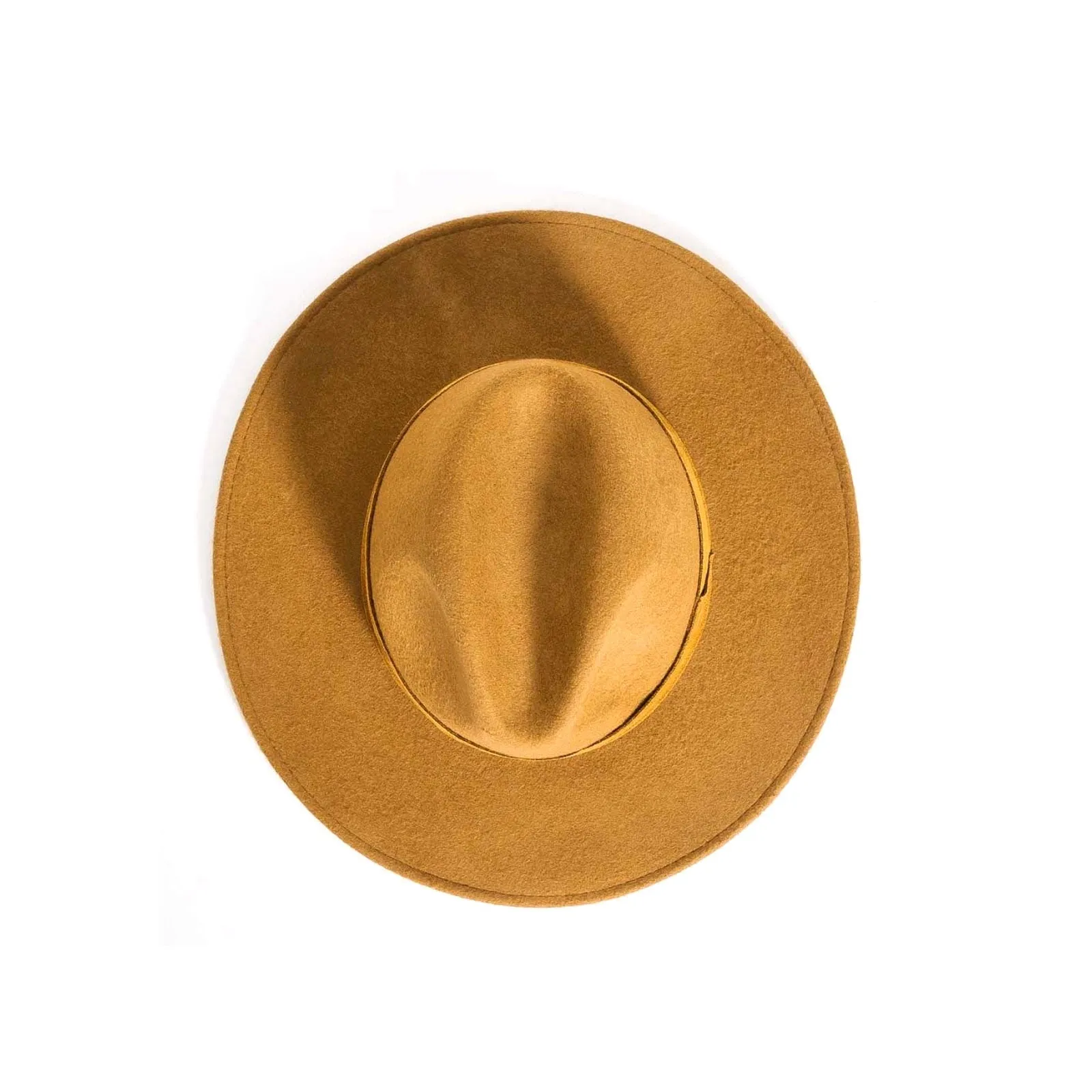 Wide Brimmed Felt Fedora Hat, Camel