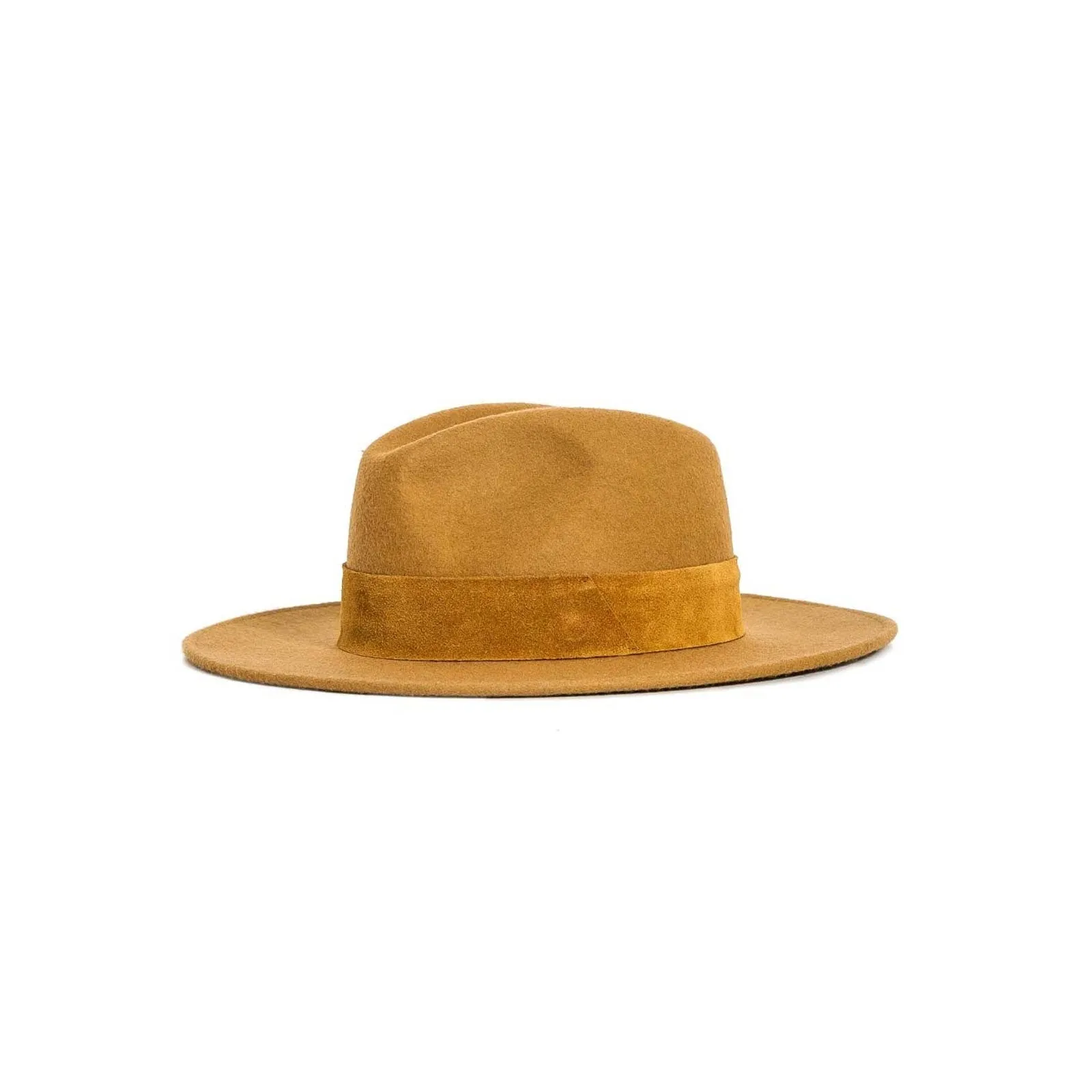 Wide Brimmed Felt Fedora Hat, Camel