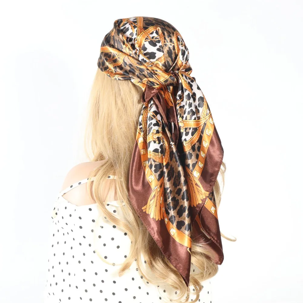 Women Vintage Four Seasons Silk Scarf top Headwraps