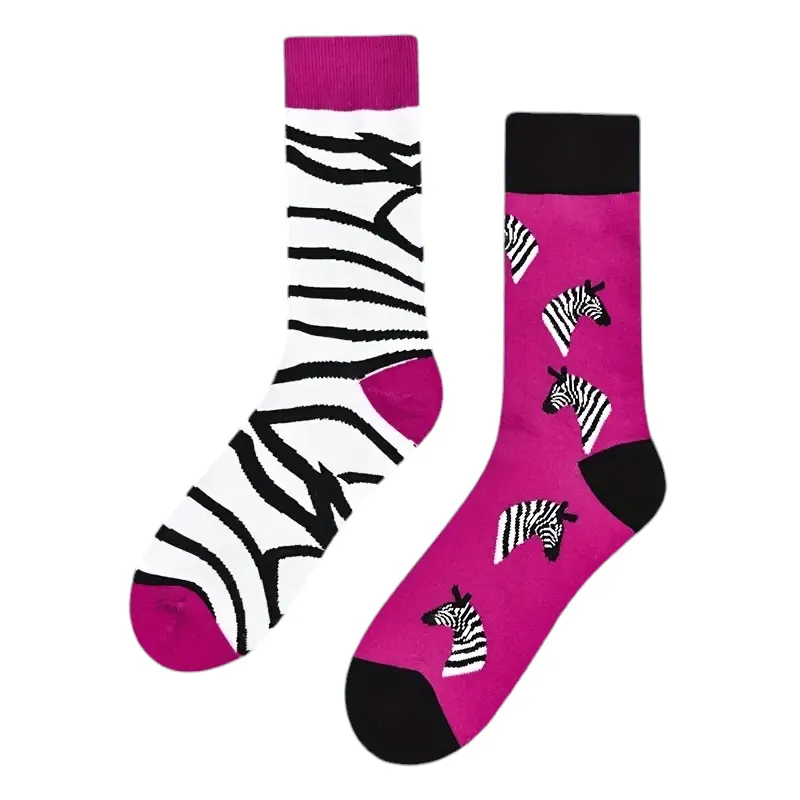 Women's Cotton Blend Zebra Print Odd Socks