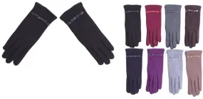 women's fleece gloves w/ patent bow adornment Case of 144