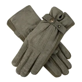 Women's Three-Point Fleece-Lined Suede Gloves