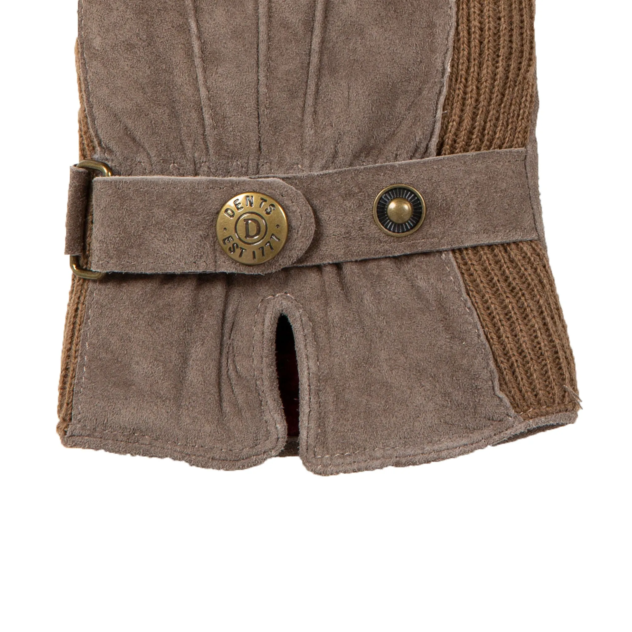 Women's Three-Point Fleece-Lined Suede Gloves