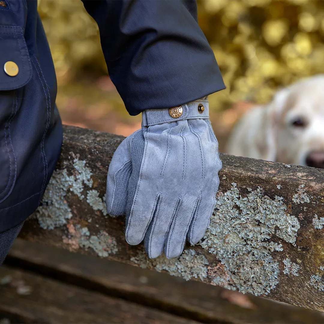 Women's Three-Point Fleece-Lined Suede Gloves