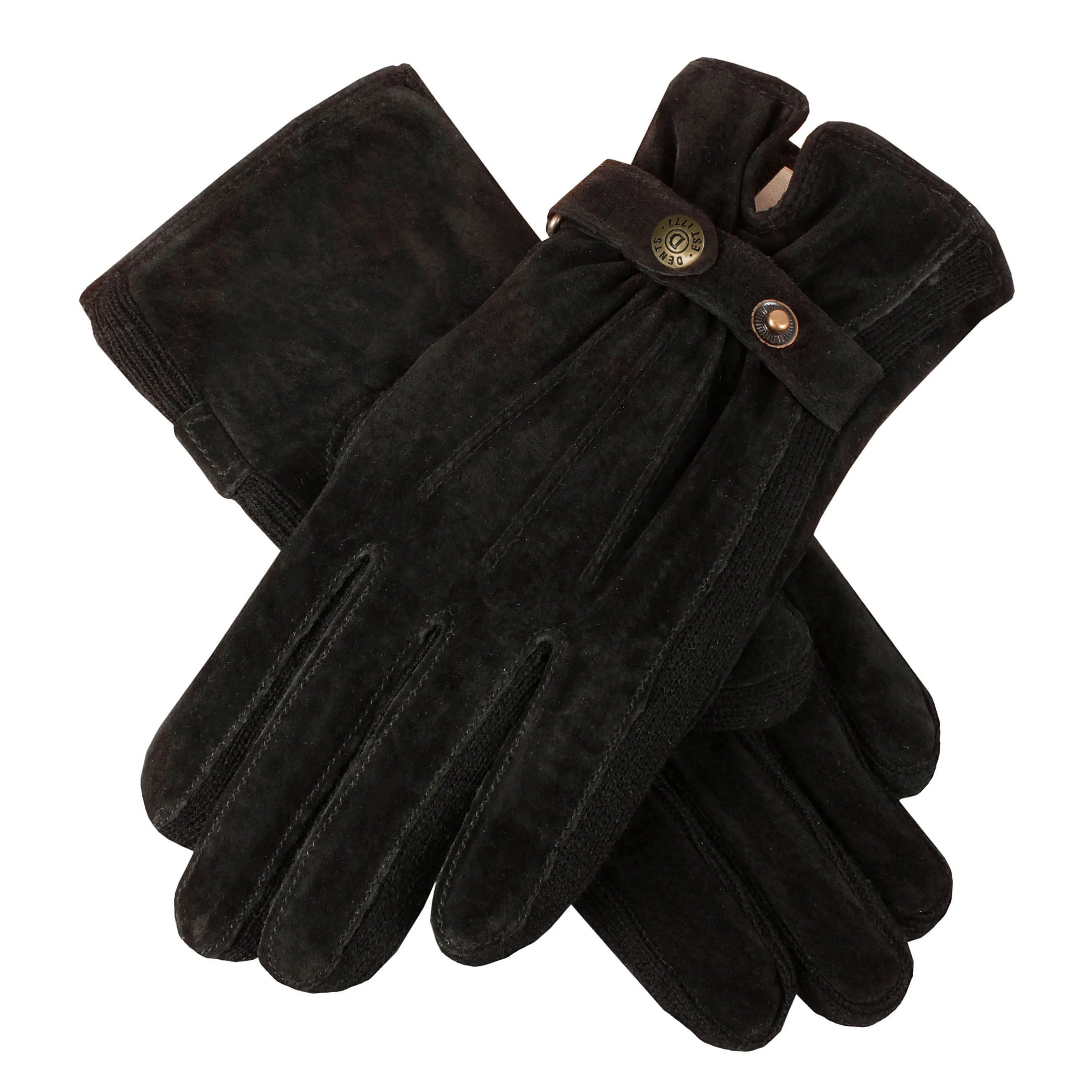 Women's Three-Point Fleece-Lined Suede Gloves