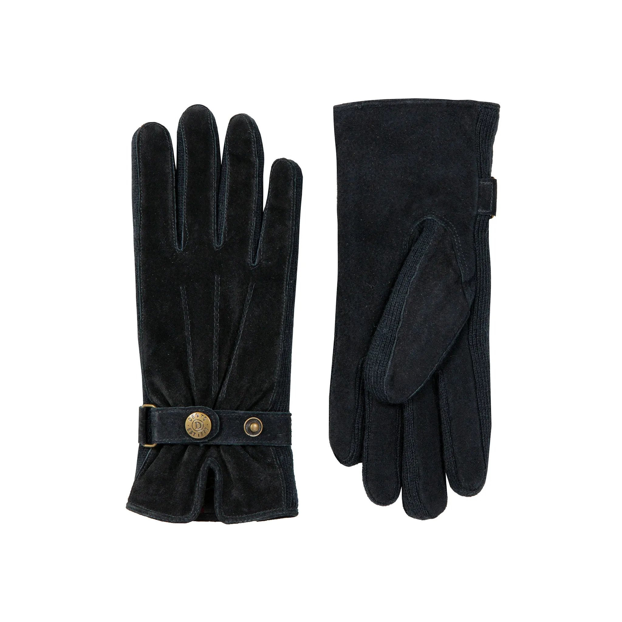 Women's Three-Point Fleece-Lined Suede Gloves