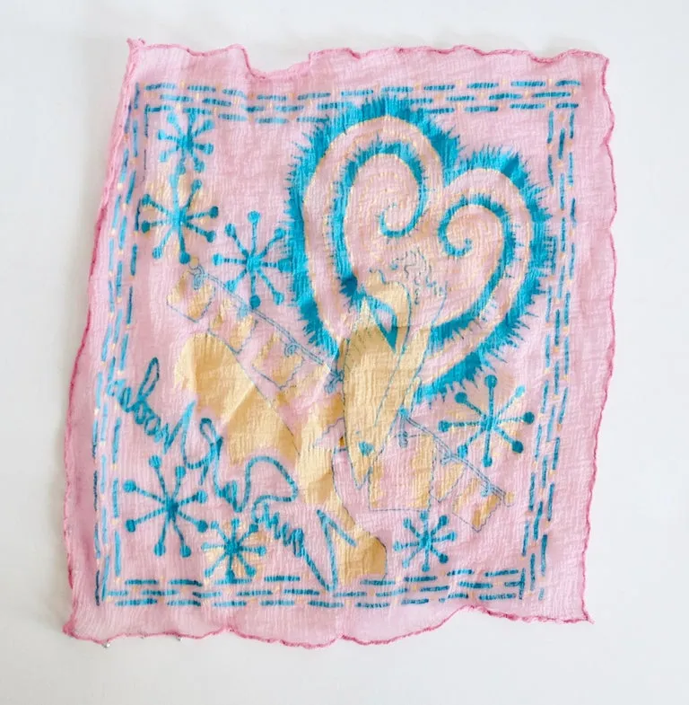 Zandra Rhodes Painted Pastel Silk Hanky